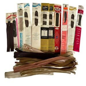 Vintage Brown Zippers LOT of 25 Various Styles and Sizes Arts Crafts Sew Costume